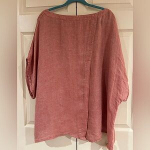 Flax Women's Pink Linen Top